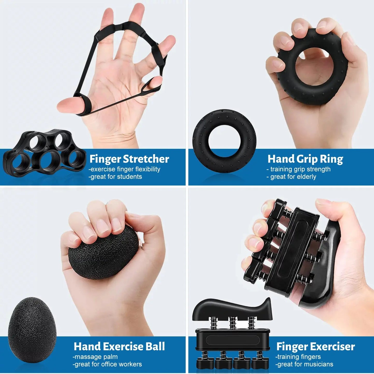 5-In-1 Hand Grip Strengthener , Adjustable Forearm Grip Strength Trainer for Finger Wrist